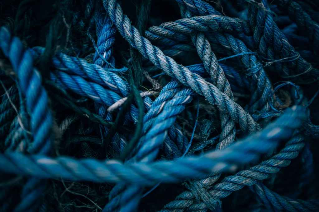 blue ropes close up photography